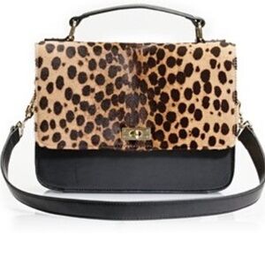 Vintage J. Crew 2012 Leopard Print Black Leather Edie Purse Women's Bag